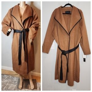 NWT Tahari Wool Blend Belted Wrap Brown  Coat. Women's size 2X